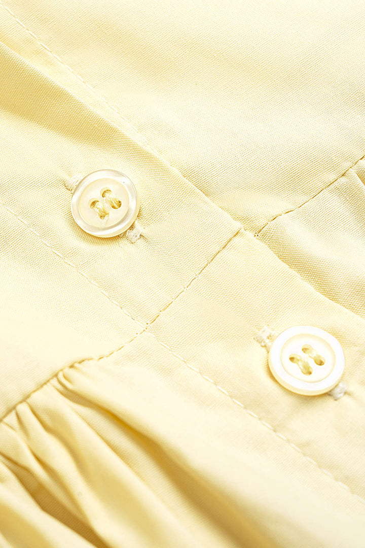 V-Neck Button Ruched Sleeveless Mini Dress