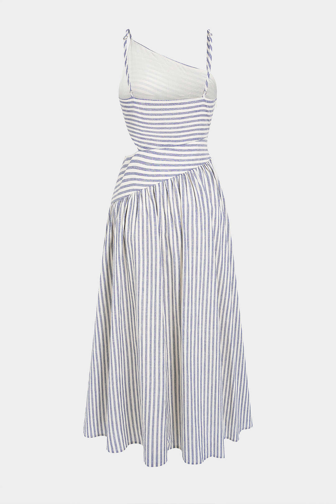 Stripes Print Asymmetrical Cut Out Sleeveless Maxi Dress