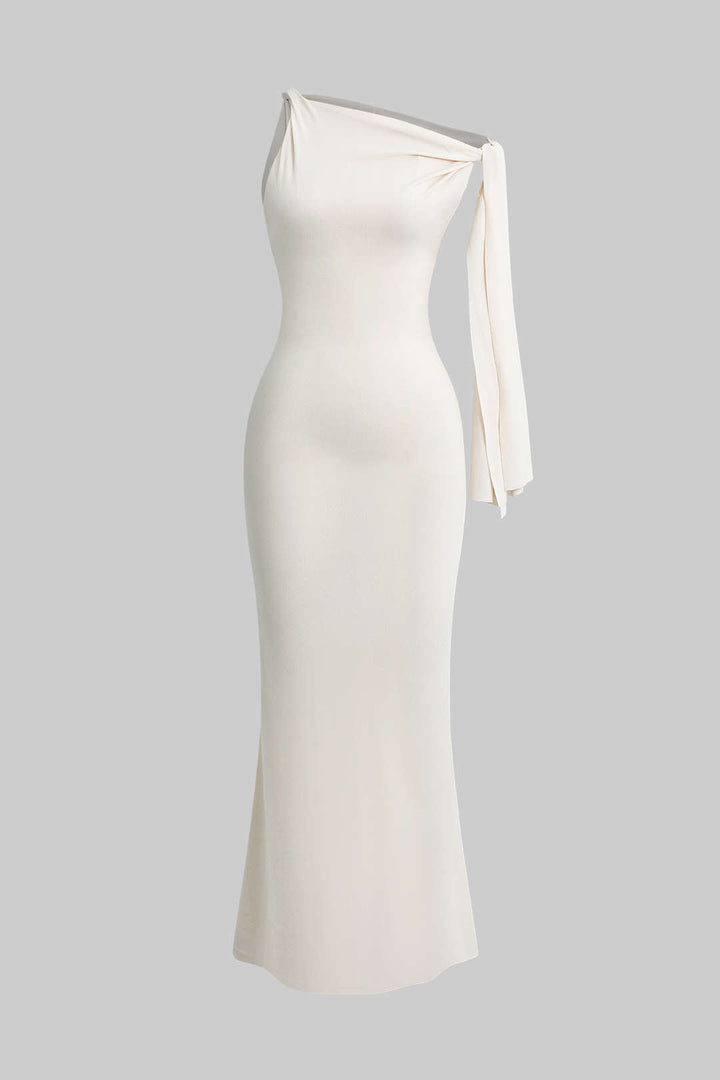 Asymmetrical Twist-Knot Mermaid Maxi Dress
