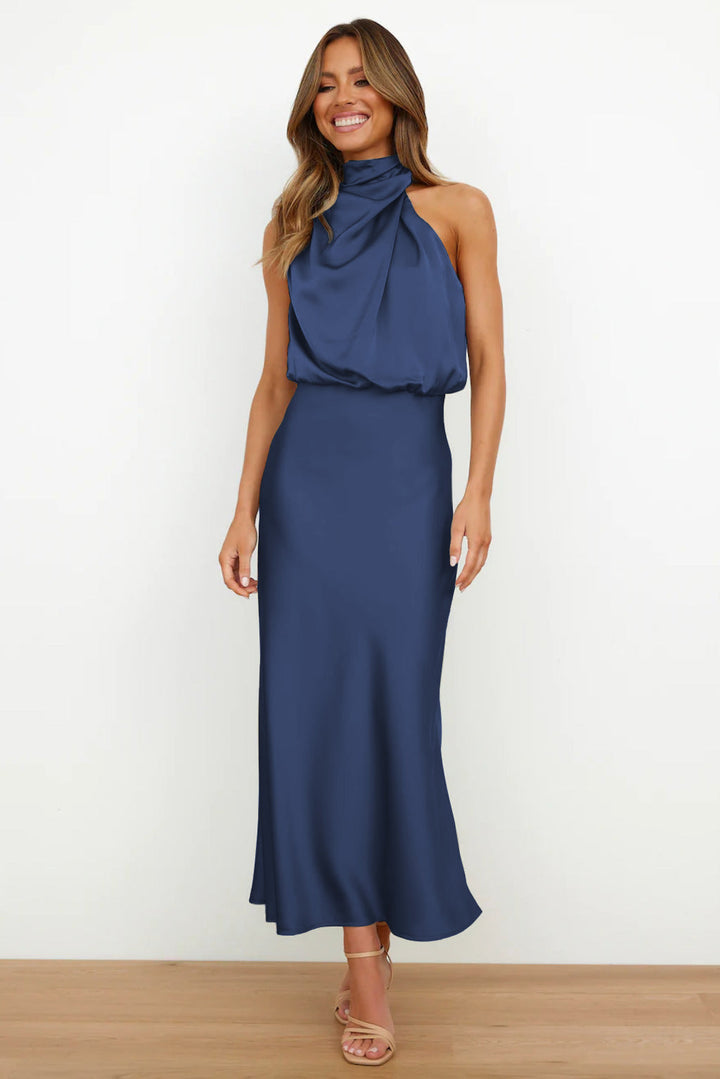 Satin Cowl Neck Maxi Dress