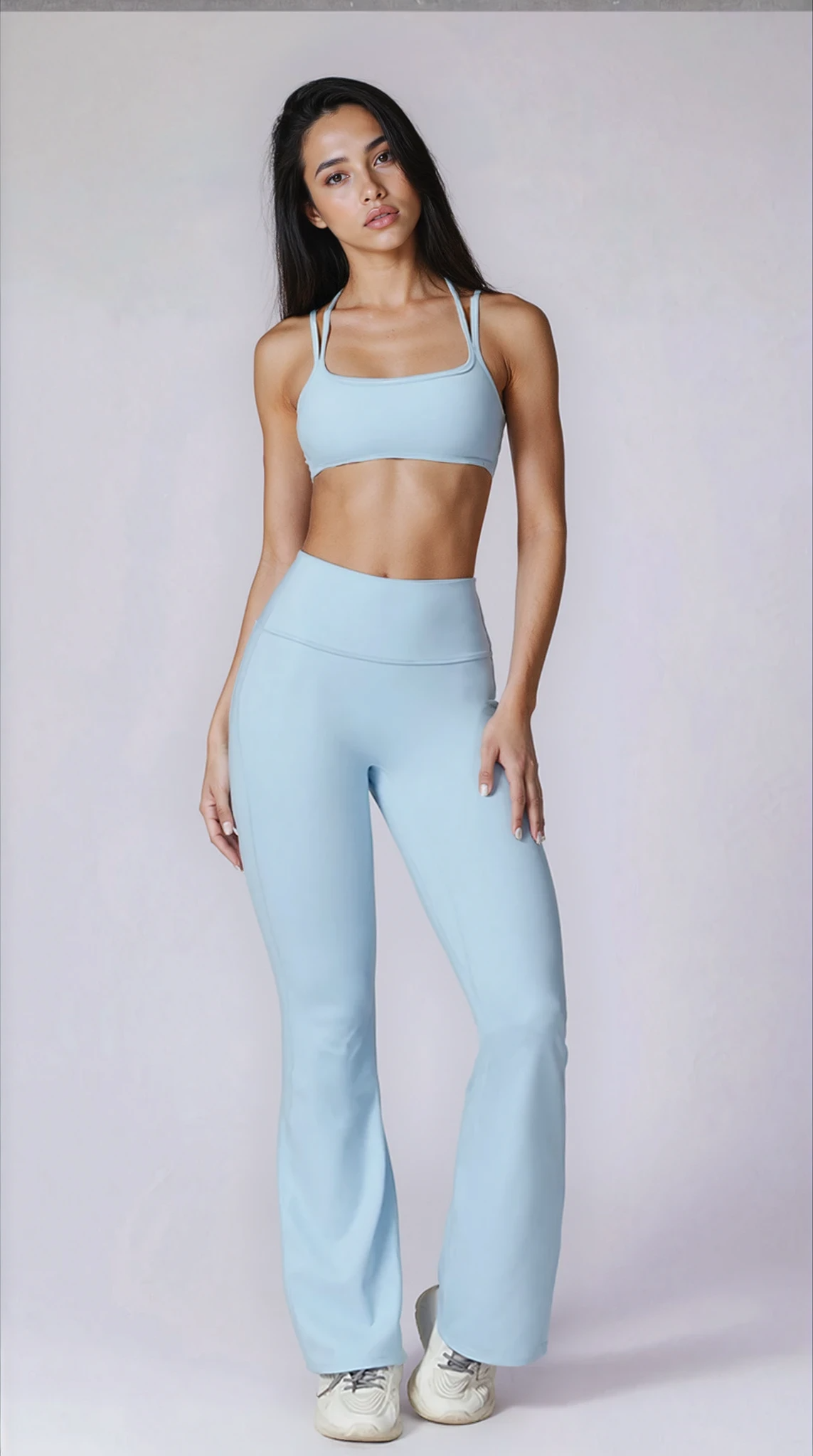 Sofia Flared Legging with Scrunch | Powder Blue