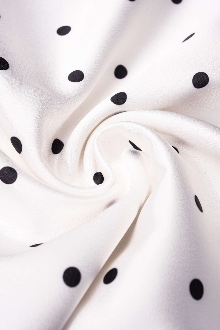 Polka Dots Print Chiffon Patchwork Lace Trim Slip Sleeveless Midi Dress