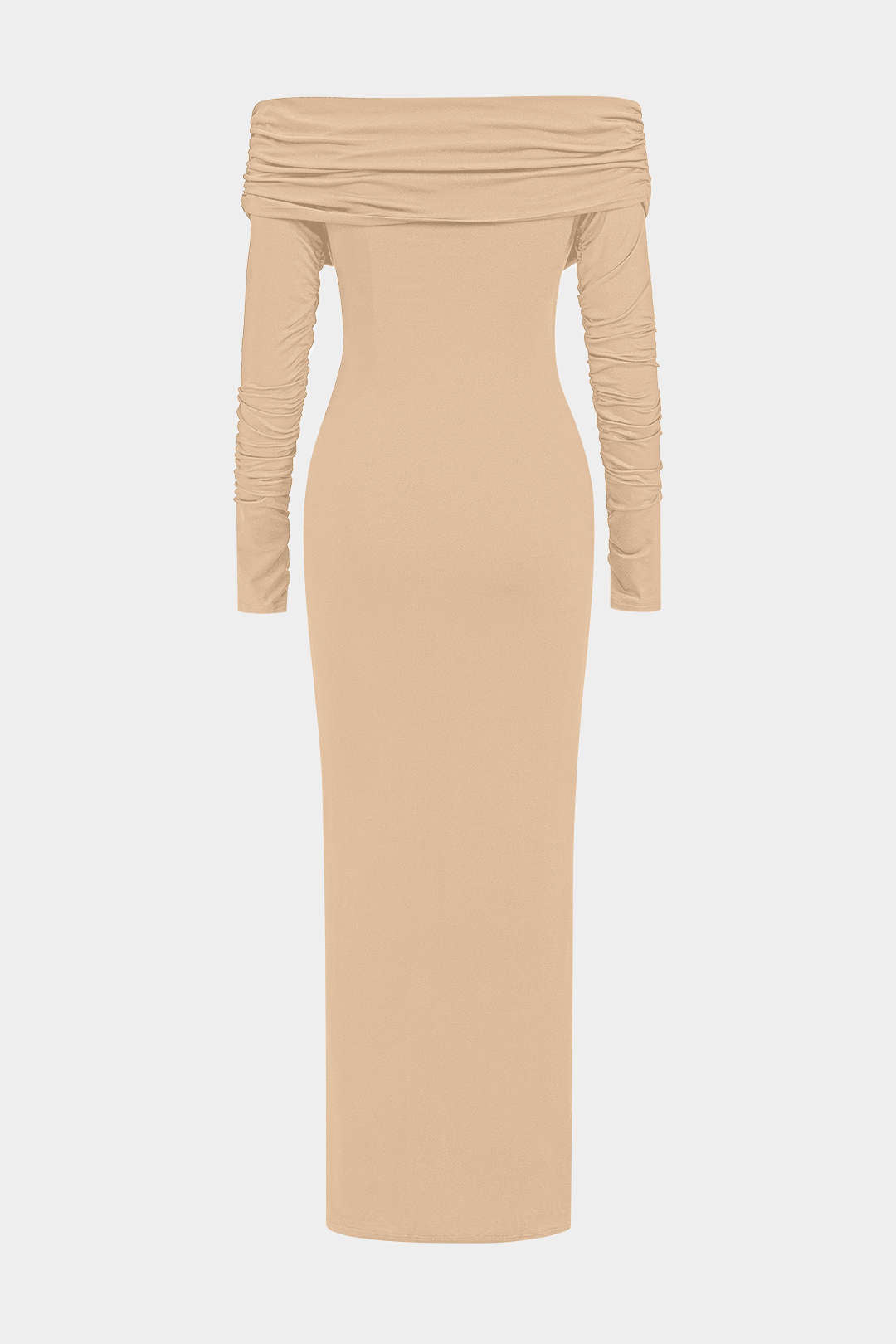 Off-Shoulder Draped Ruched Maxi Dress