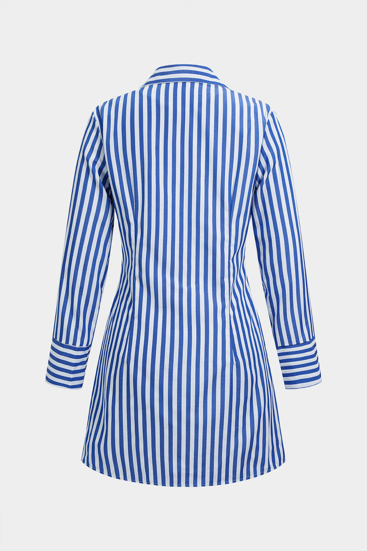 Stripes Print Long Sleeve Mini Dress