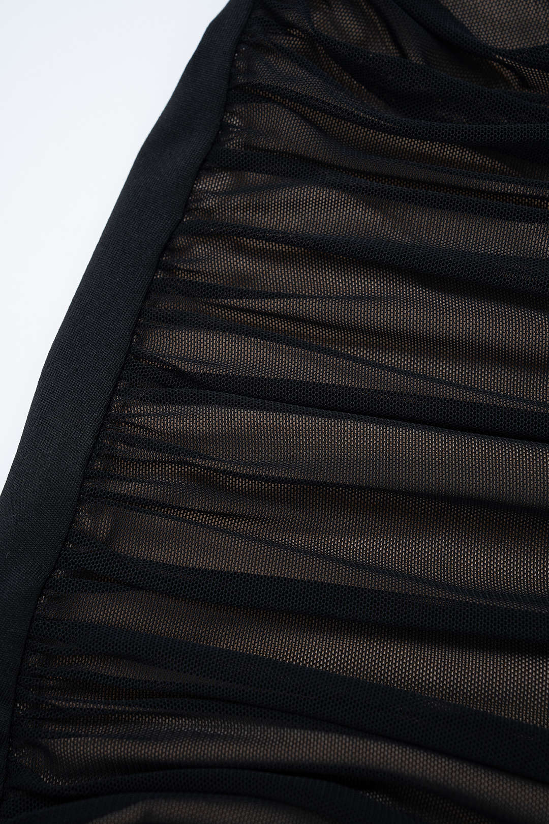 Sheer Mesh Ruched Bustier Slip Sleeveless Midi Dress