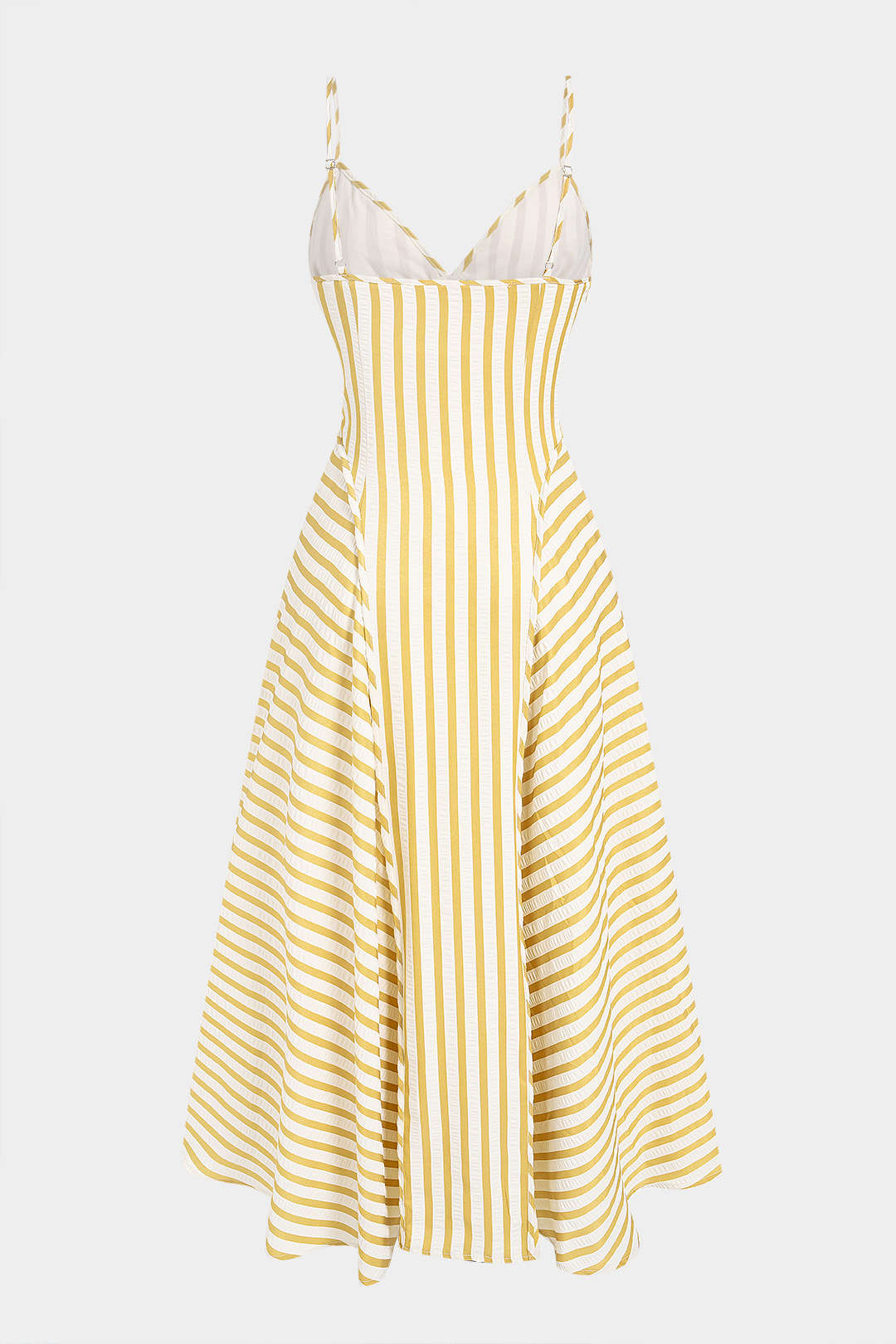 Stripes Print V-Neck Slip Sleeveless Midi Dress