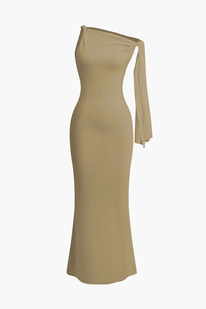 Asymmetrical Twist-Knot Mermaid Maxi Dress