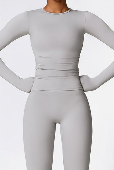 Lila Long Sleeve Top | Light Grey