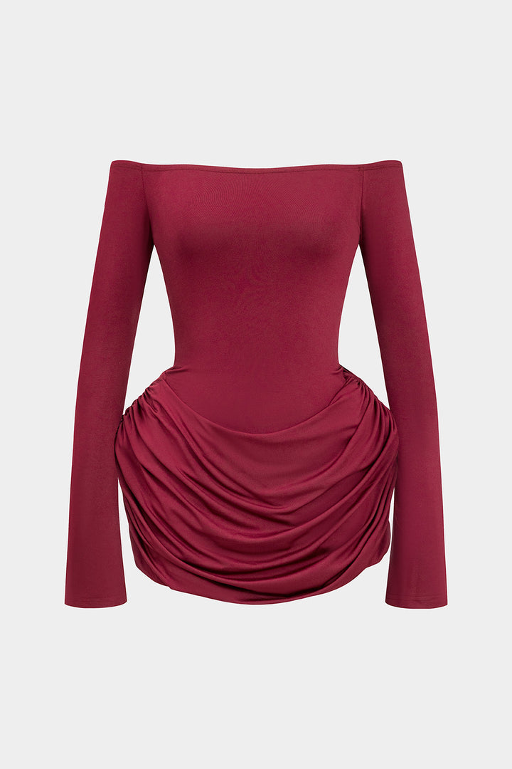 Ruched Off-Shoulder Mini Dress