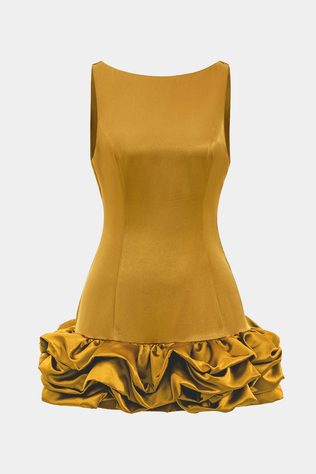 Satin Ruched Hem Sleeveless Mini Dress