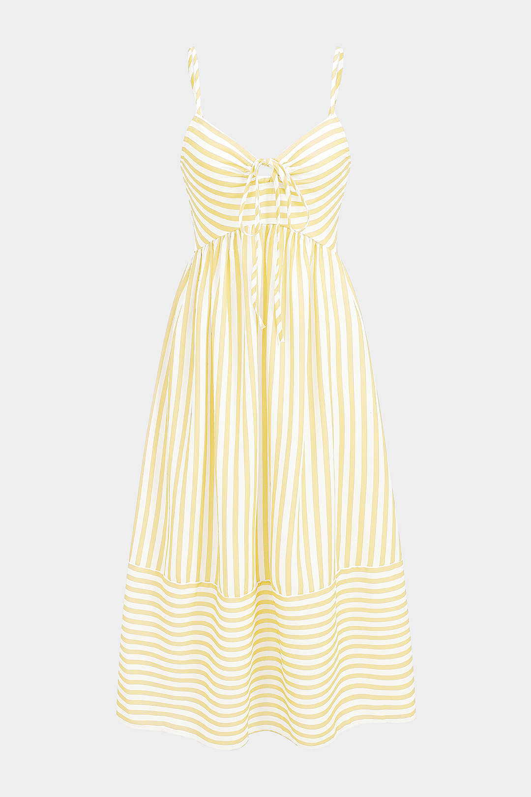 Stripes Print V-Neck Tie-Up Slip Sleeveless Maxi Dress