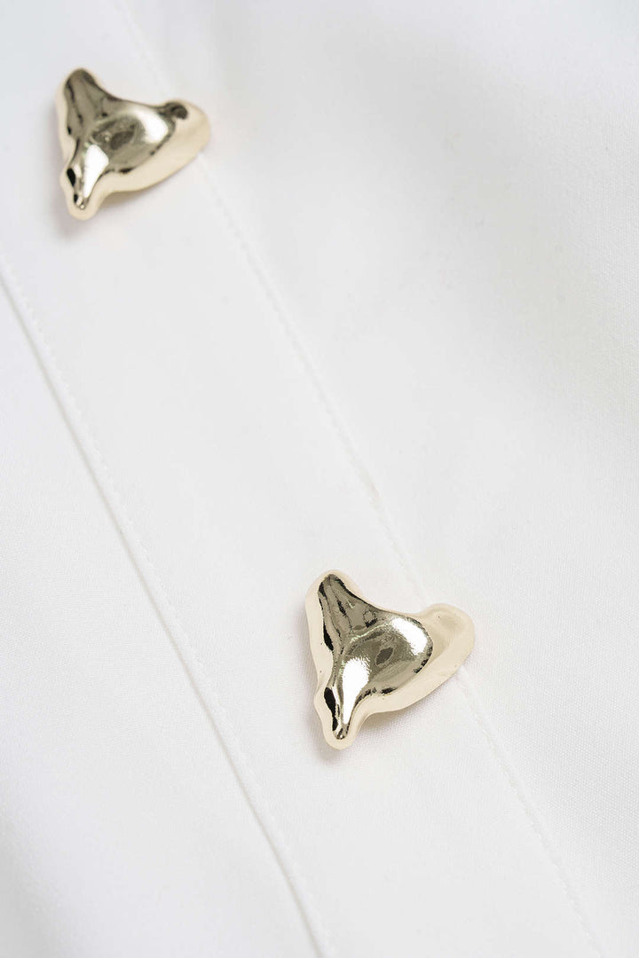 Round Neck Metallic Heart Button Sleeveless Mini Dress