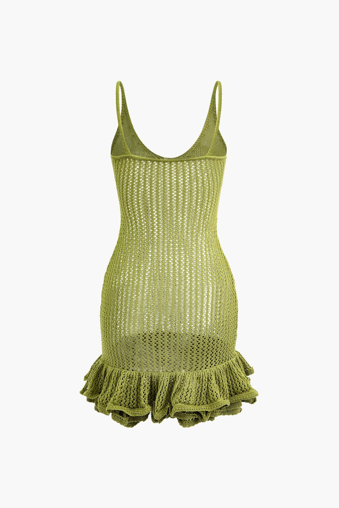 Open-Knit Ruched Hem Cami Mini Dress