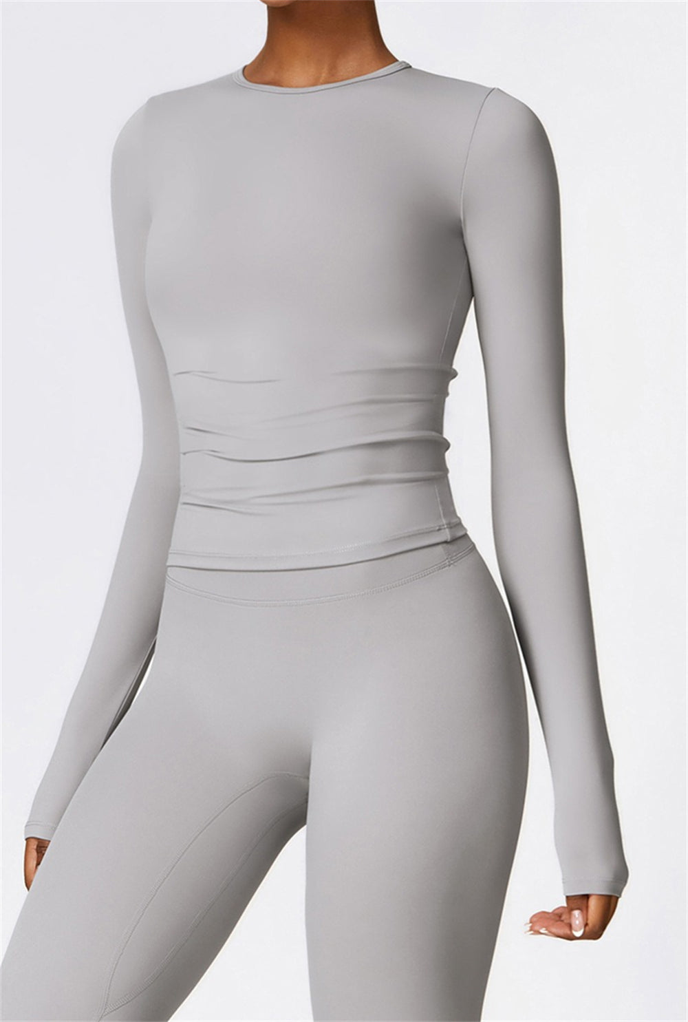 Lila Long Sleeve Top | Light Grey