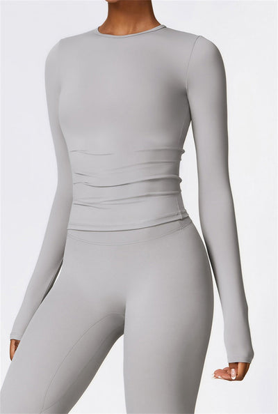 Lila Long Sleeve Top | Light Grey