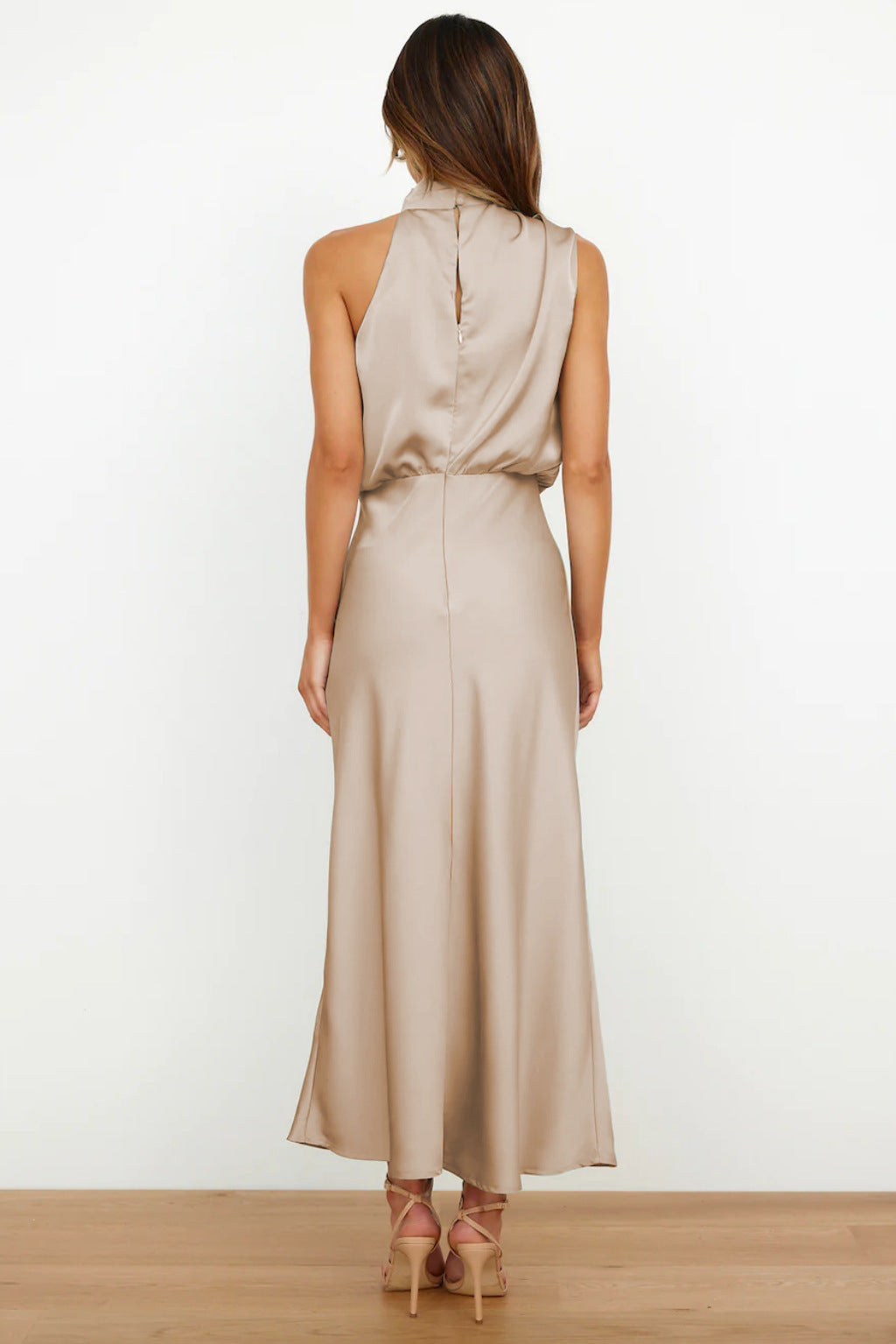 Satin Cowl Neck Maxi Dress