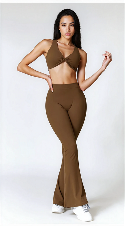 Madison Flared Legging with Scrunch | Earth Brown