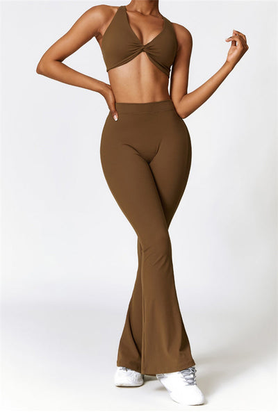 Madison Flared Legging with Scrunch | Stone