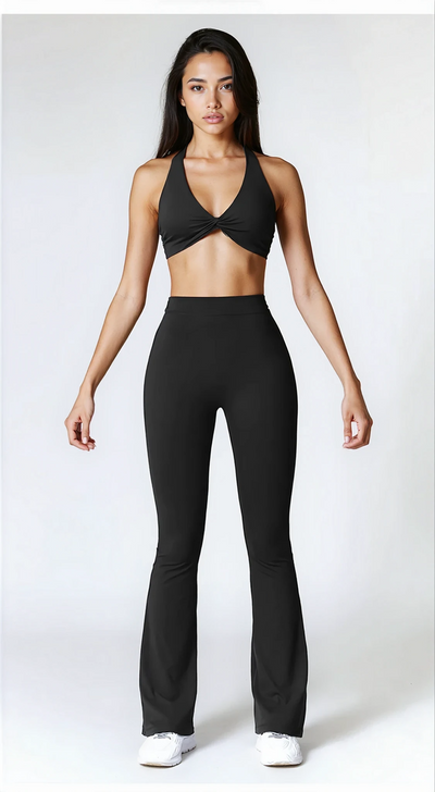 Madison Flared Legging with Scrunch | Black