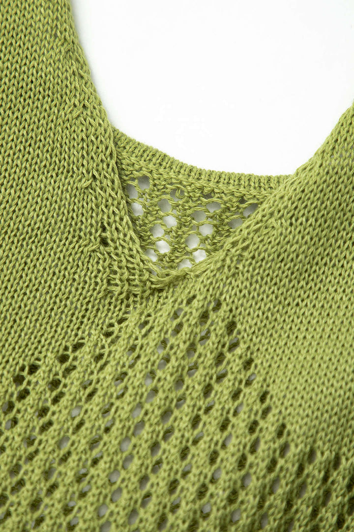Open-Knit Ruched Hem Cami Mini Dress