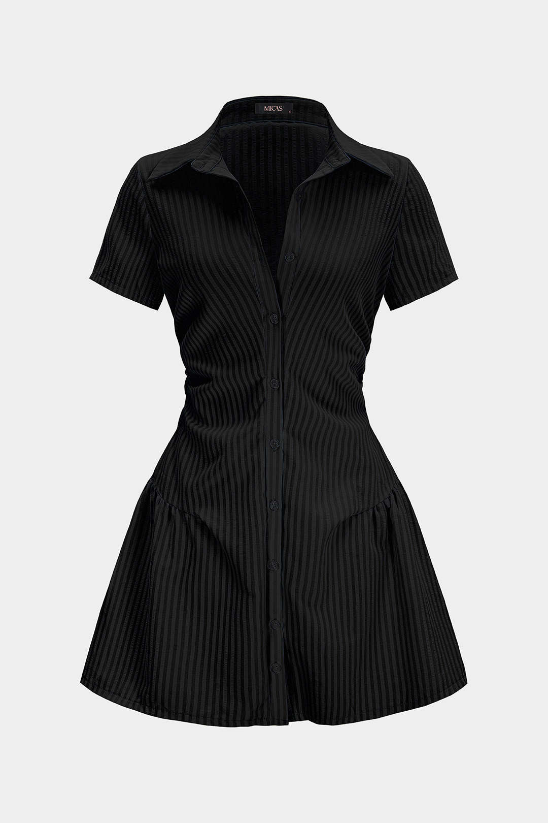 Stripes Print V-Neck Short Sleeve Mini Dress