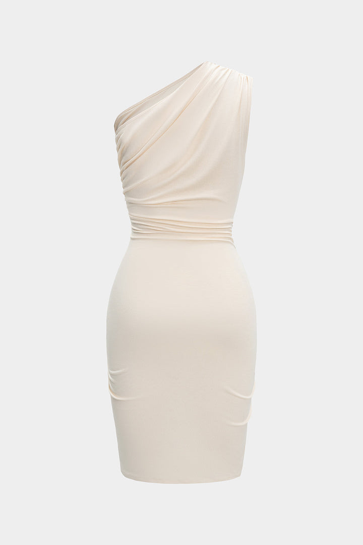 Ruched Asymmetrical Cutout Midi Dress