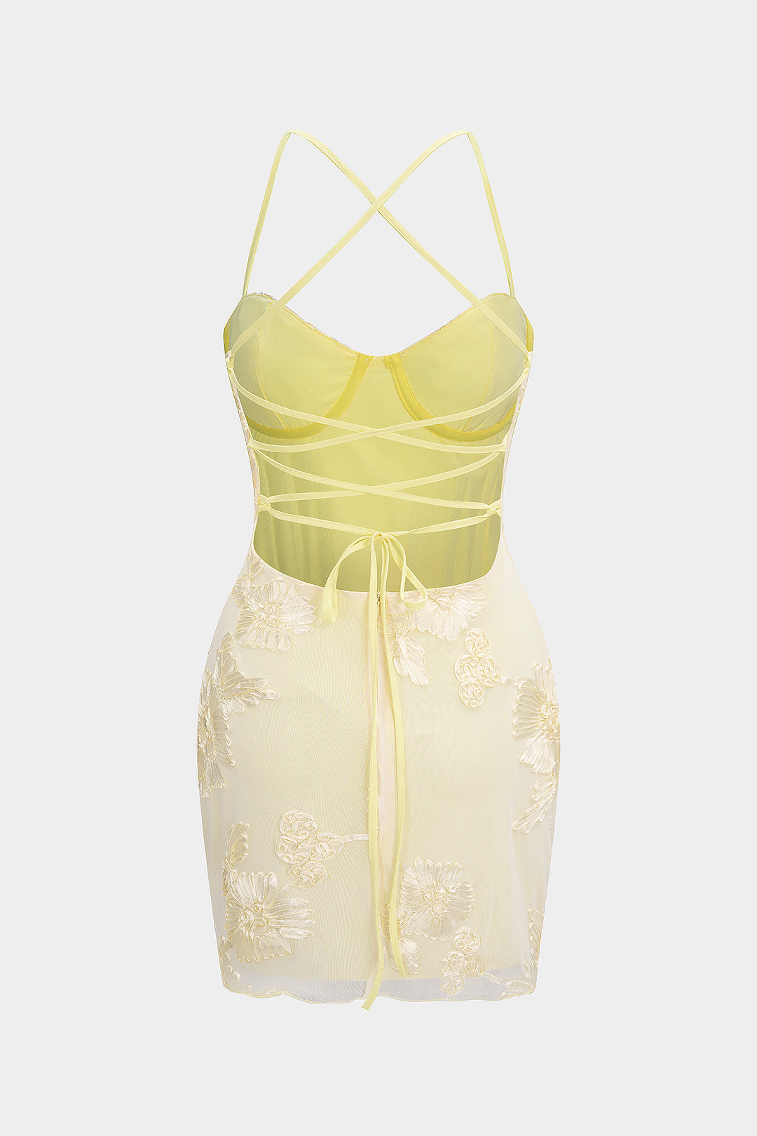 3D Floral Tie Back Backless Sleeveless Mini Dress