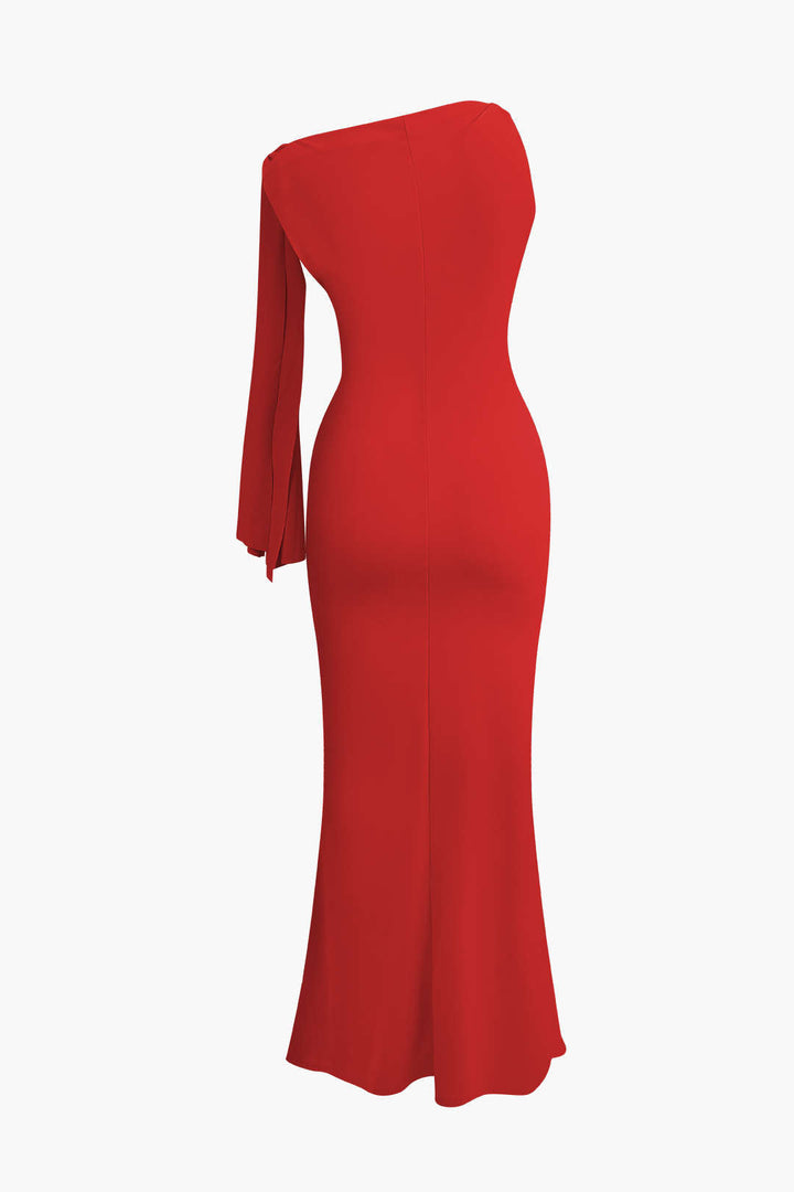 Asymmetrical Twist-Knot Mermaid Maxi Dress