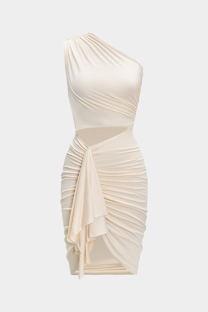 Ruched Asymmetrical Cutout Midi Dress