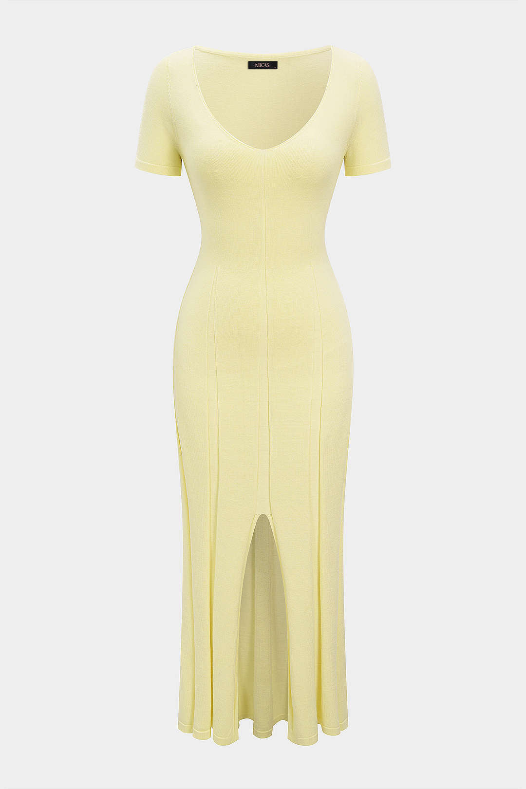 Knit V-Neck Short Sleeve Maxi Dress