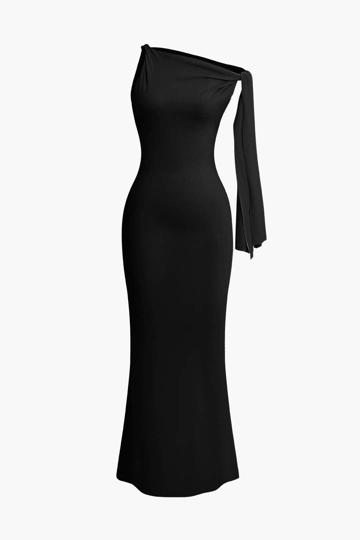Asymmetrical Twist-Knot Mermaid Maxi Dress