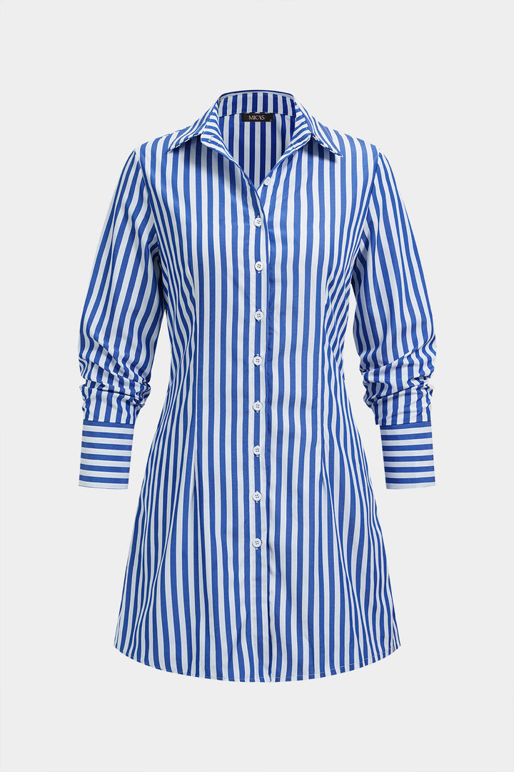 Stripes Print Long Sleeve Mini Dress
