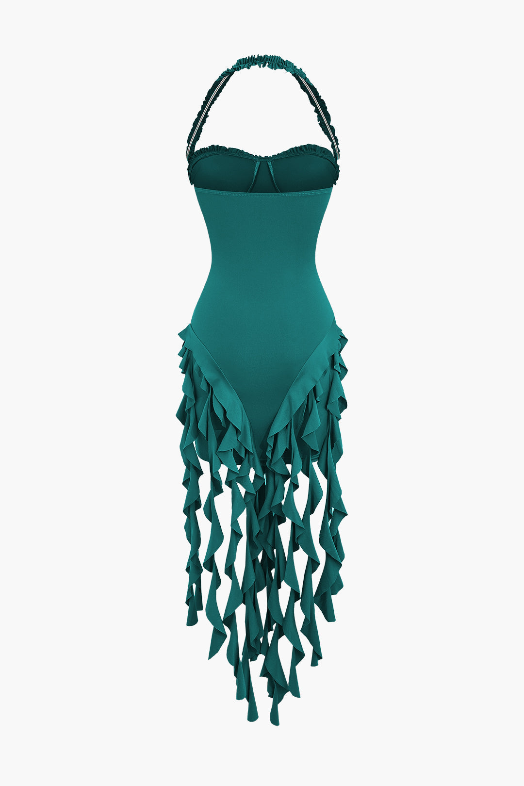 Ruched Tassel Halter Bustier Mini Dress