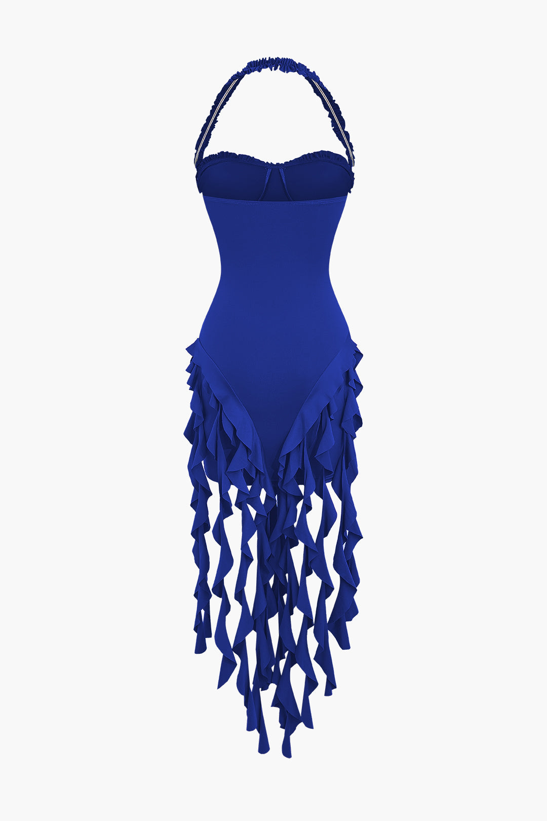 Ruched Tassel Halter Bustier Mini Dress