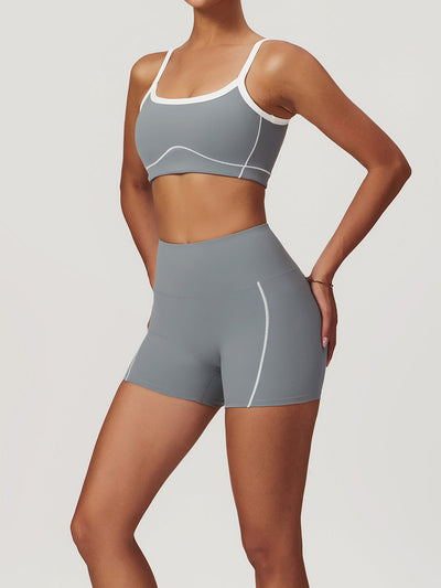 Riley Sport Bra | Two Toned Steel and White