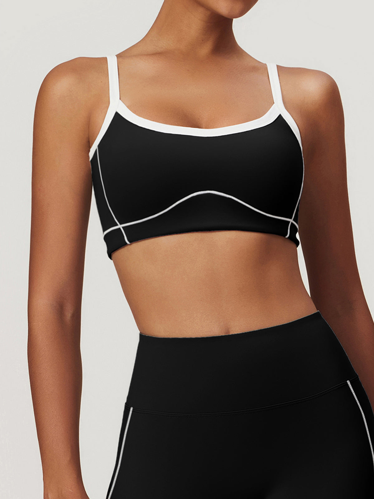 Riley Sport Bra | Two Toned Steel and White