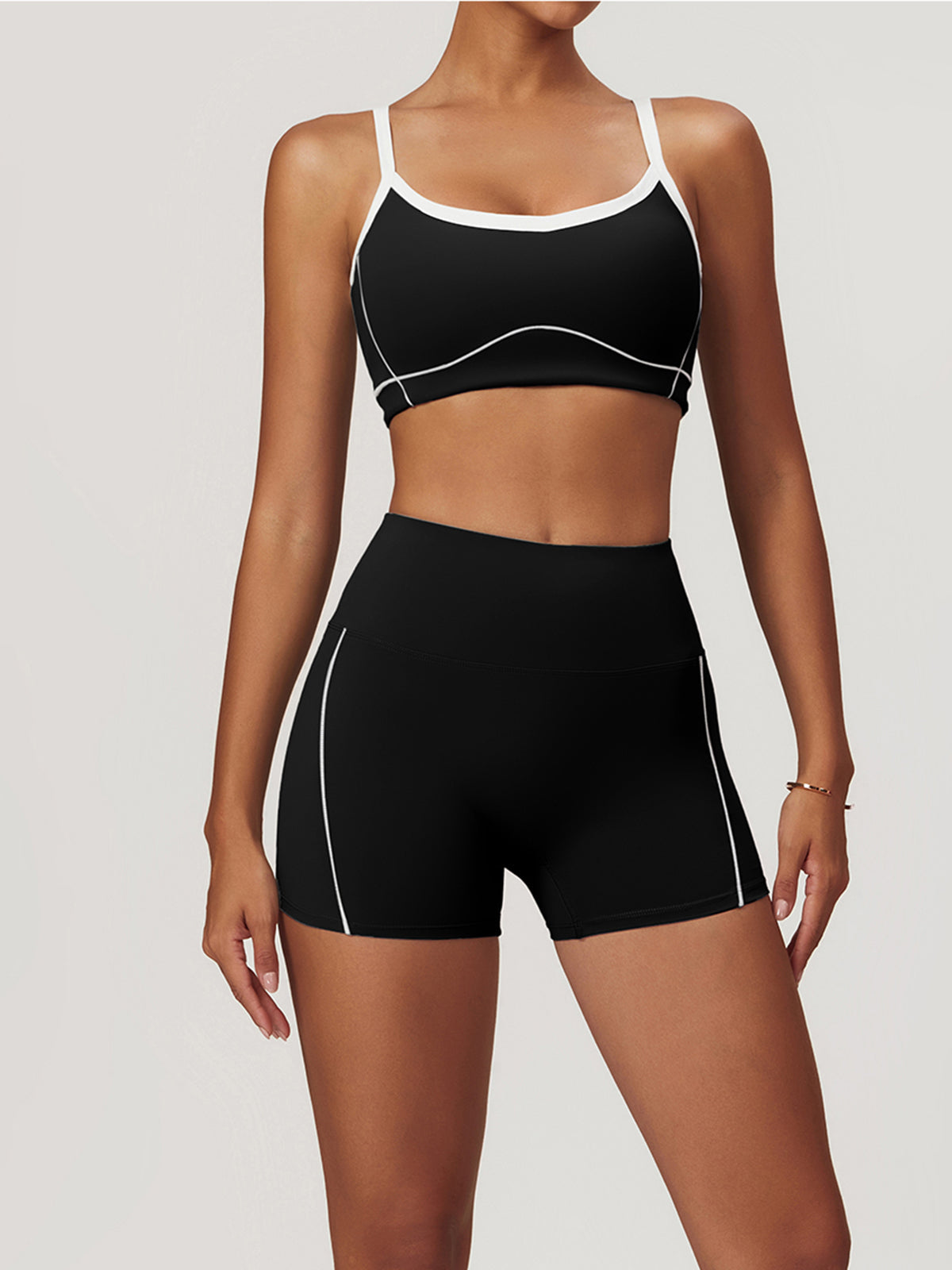 Riley Sport Bra | Two Toned Steel and White