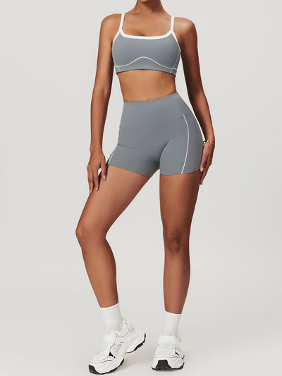 Riley Sport Bra | Two Toned Steel and White