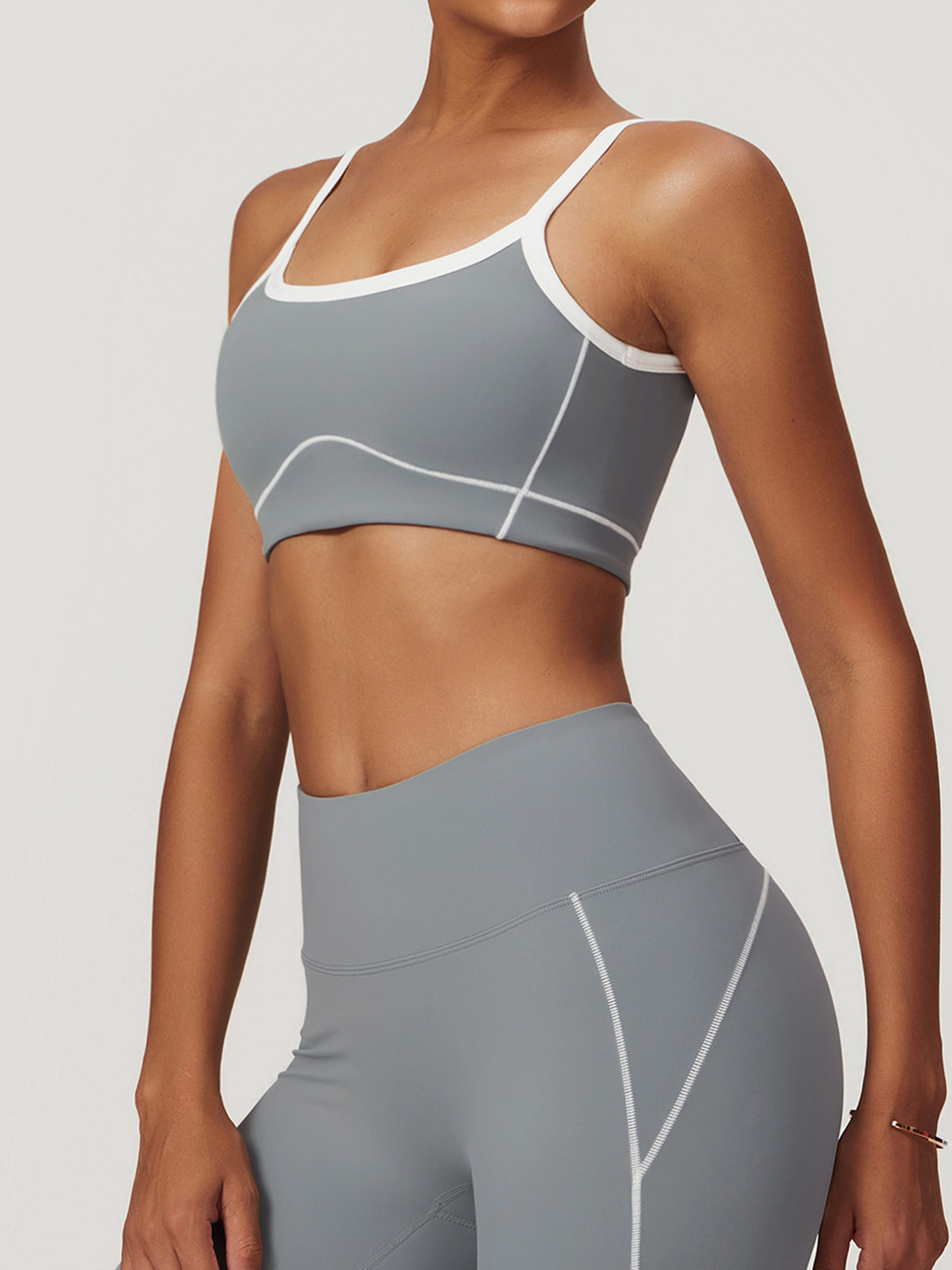 Riley Sport Bra | Two Toned Steel and White