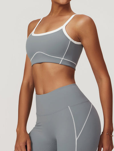 Riley Sport Bra | Two Toned Steel and White