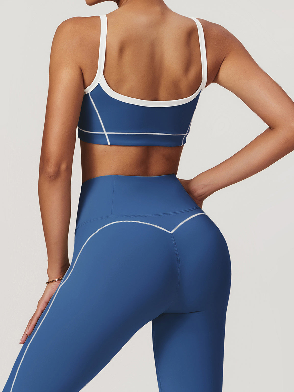 Riley Sport Bra | Two Toned Steel and White