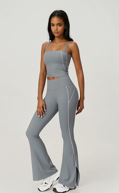Riva Flared Legging without Scrunch | Two toned Light Grey and White