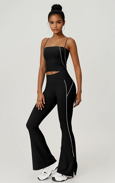 Riva Flared Legging without Scrunch | Two toned Black and White
