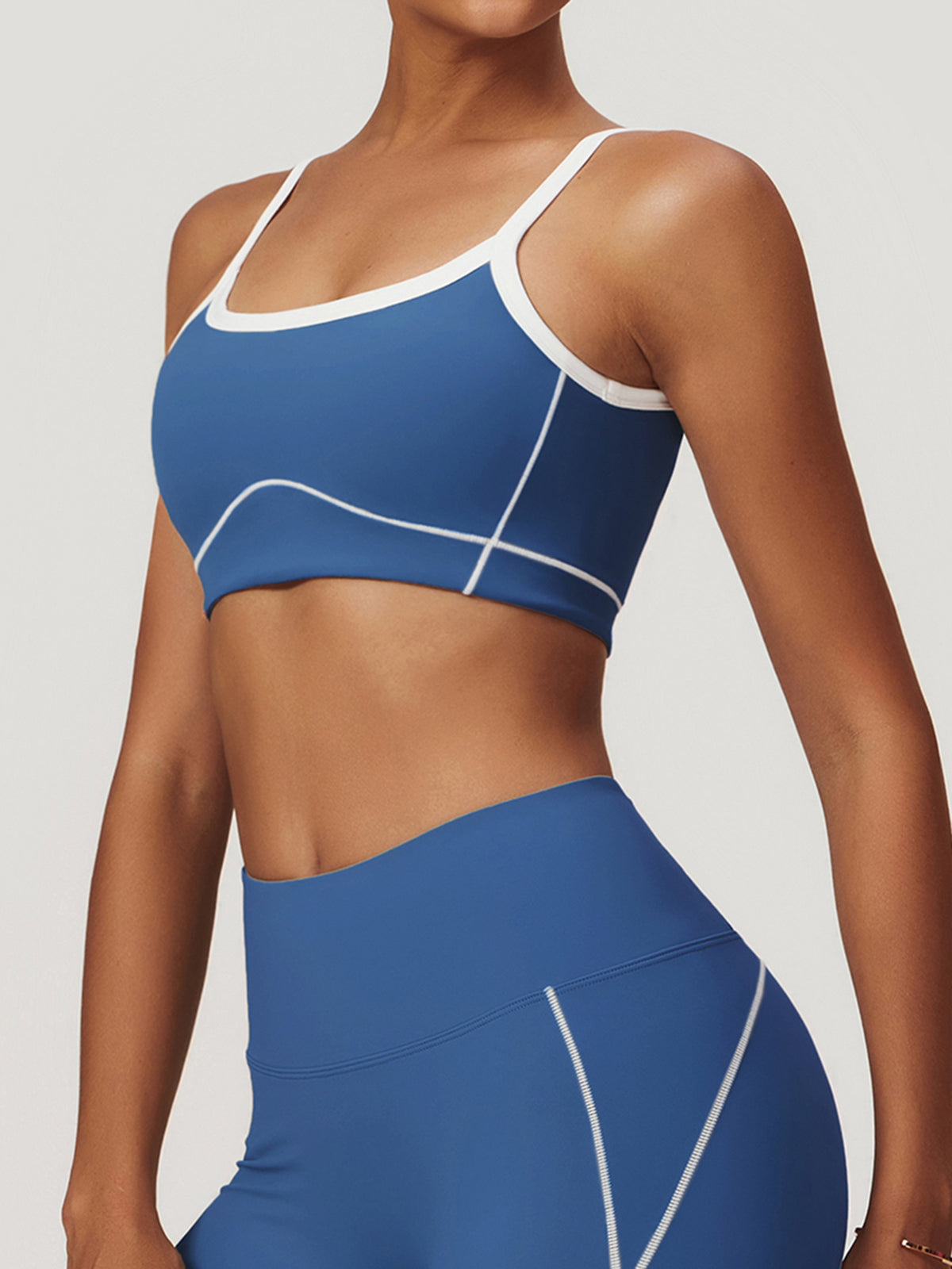 Riley Sport Bra | Two Toned Steel and White