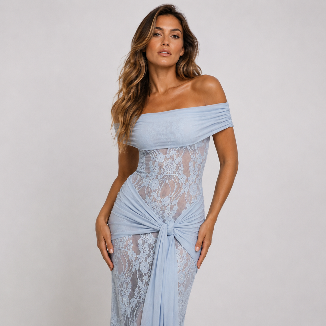 Off-Shoulder Lace Maxi Dress
