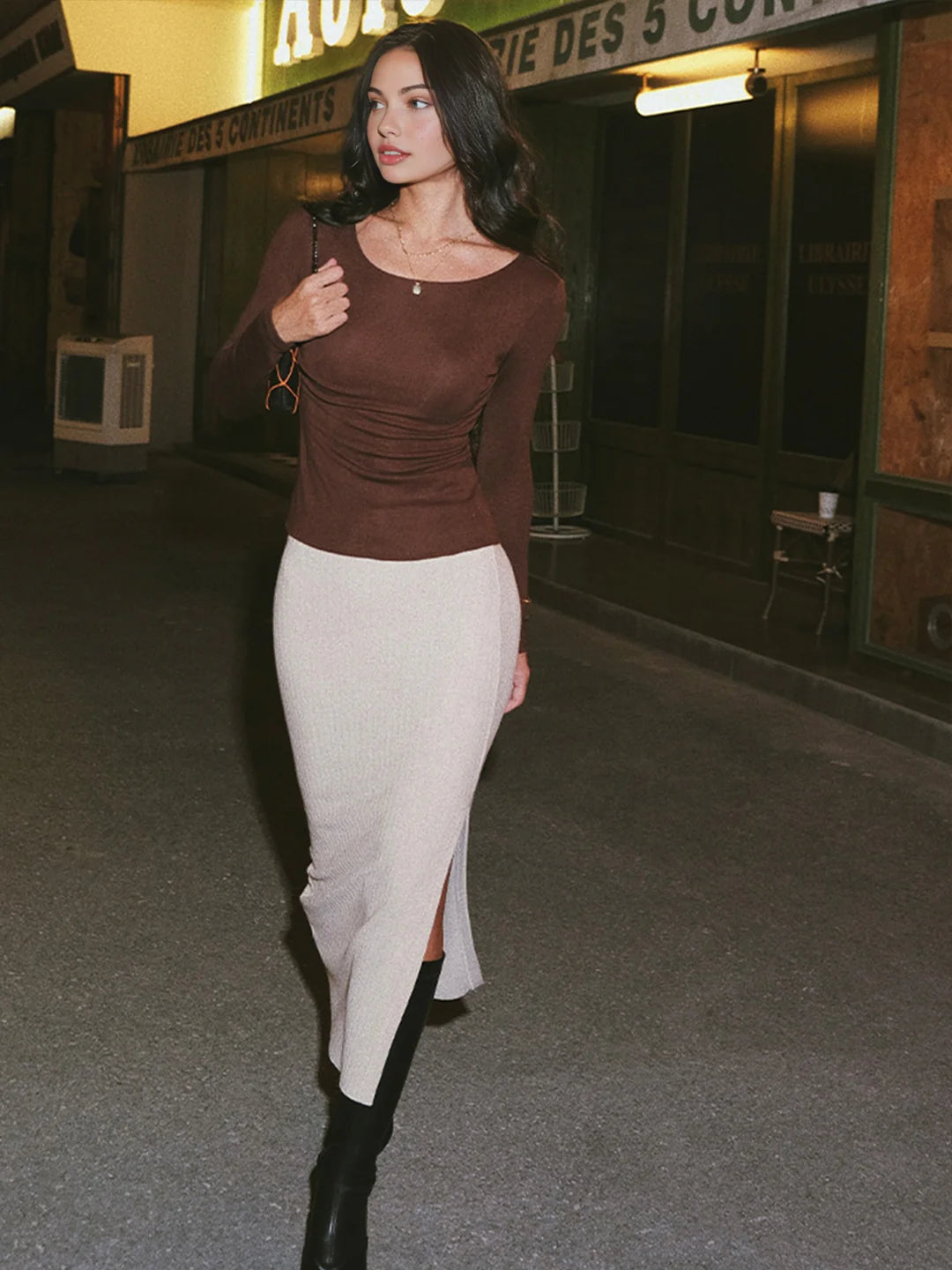 Lya Long Sleeve Top | Espresso