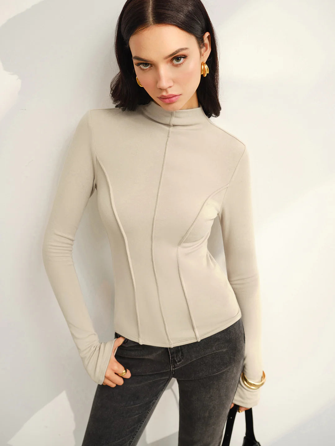 Jalou Long Sleeve Top | Crema