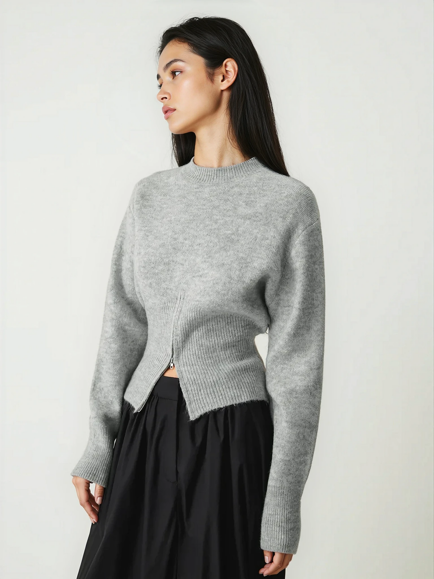 Darina Long Sleeve Vest | Grey