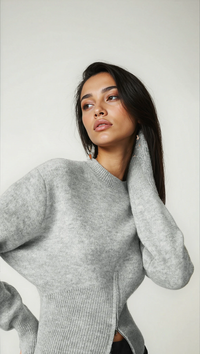 Darina Long Sleeve Vest | Grey