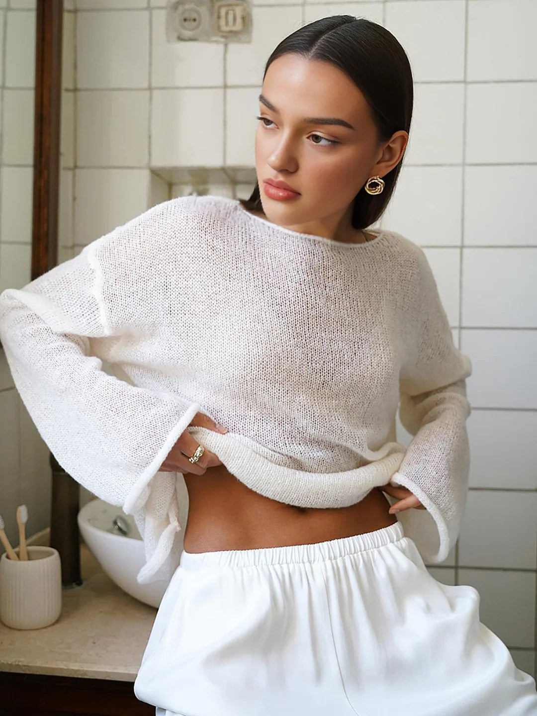 Fayenne Long Sleeve Top | White